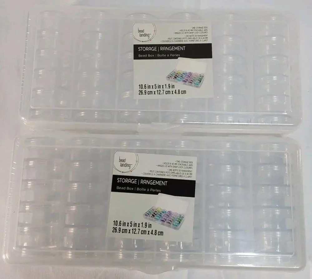 Bead Landing Storage Bead Box with 6 Container Stacks W/5 Jars Each 2 Pack